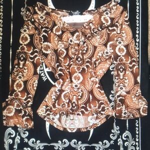 Brown Patterned Women's Top
